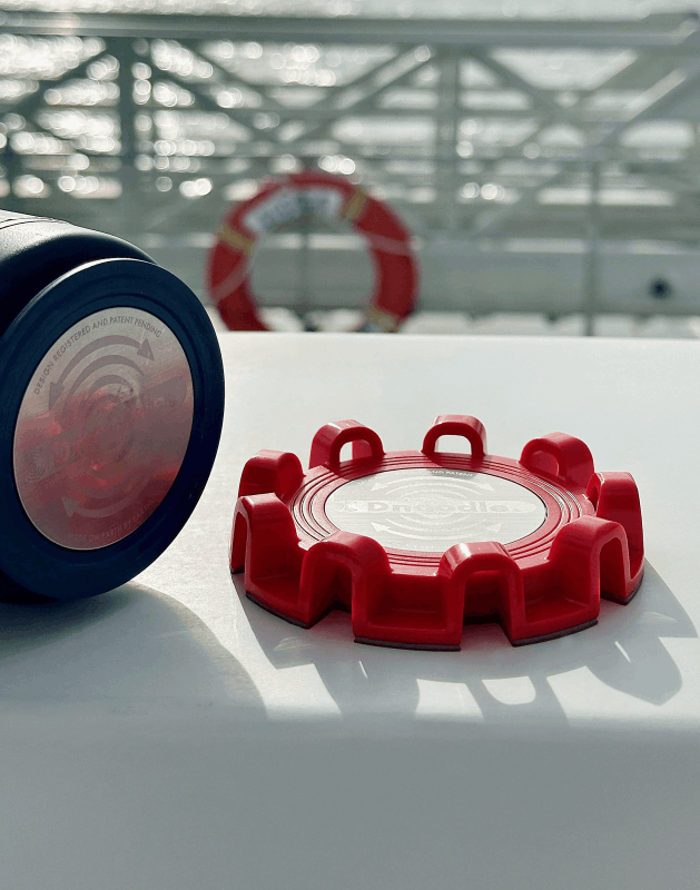 Dnoodle Dock Plate and Key Plate shown in a marine boat setting.
